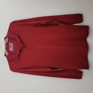 Cutter & Buck Red Dry Tec Long Sleeve Golf Polo Shirt M
